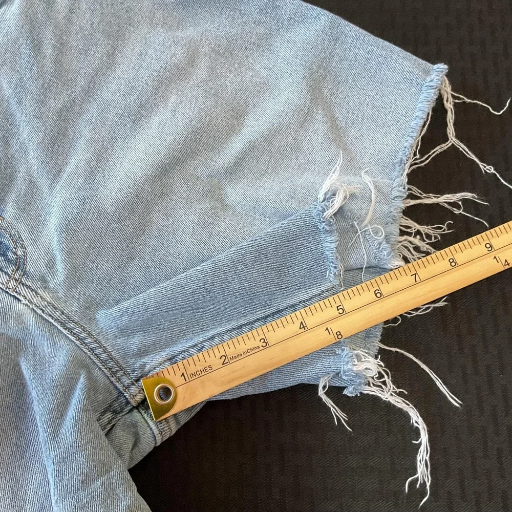 Hollister Shorts Juniors 13 Blue Relaxed‎ High Rise Denim Cutoff Raw Hem